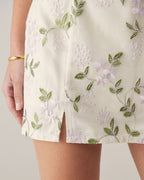 Floral Print Beige Mini Skirt