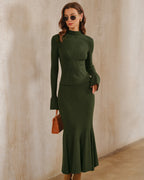 Emerald Turtle Neck Sweater with Bell Sleeves