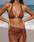 Three-Piece Brown Jacquard Ensemble