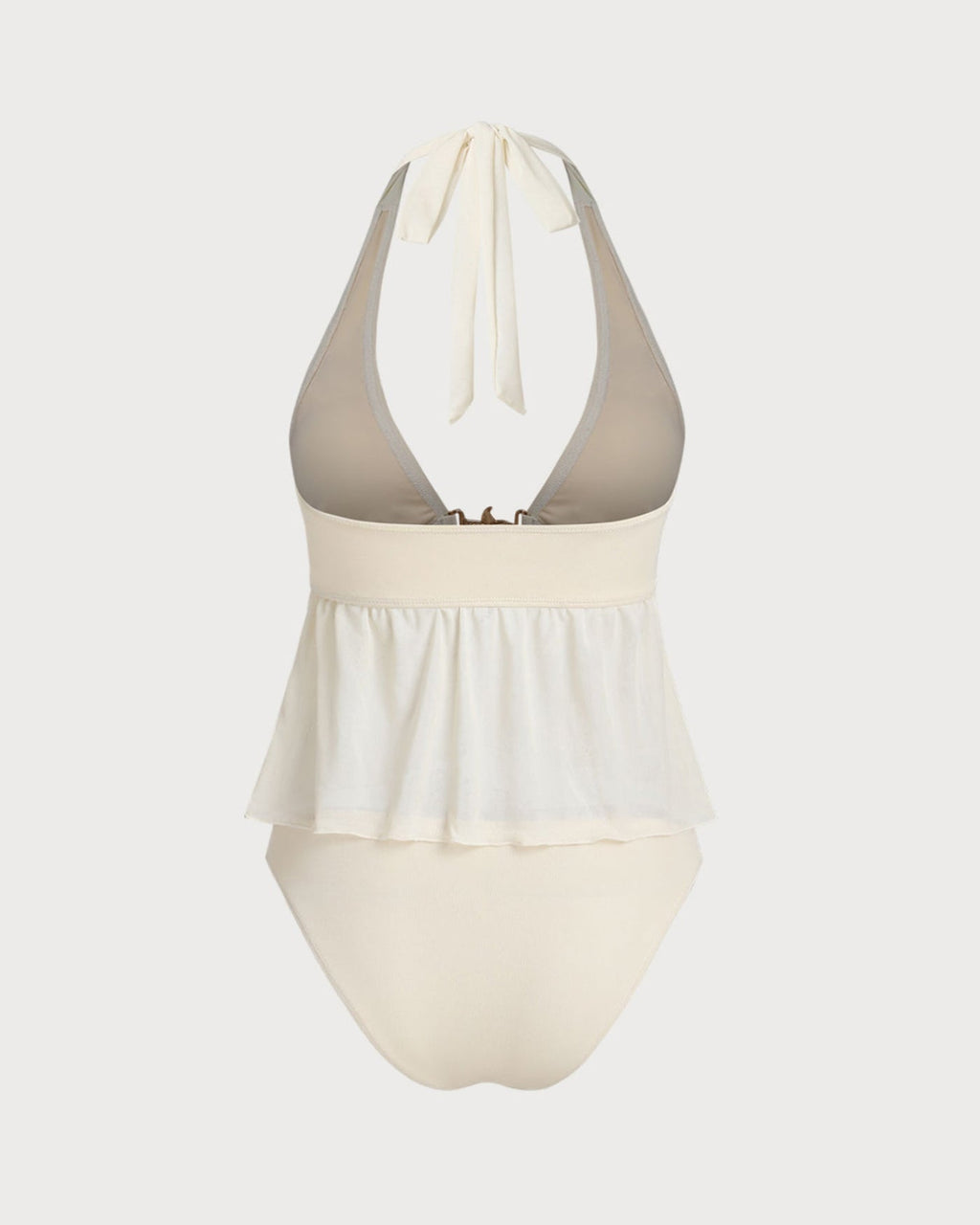 Off-White Low-Rise Halter Tankini Set