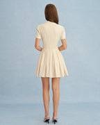 Apricot Mandarin Collar Cut-Out Mini Dress