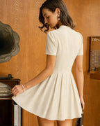 Apricot Mandarin Collar Cut-Out Mini Dress