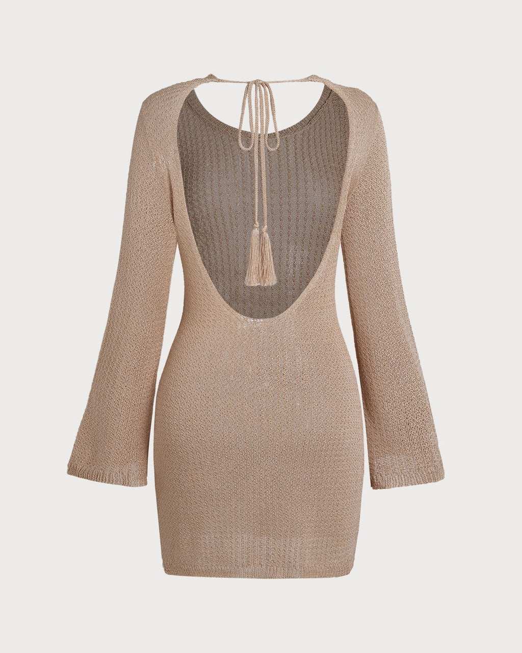 Khaki Bell Sleeve Beach Cover-Up