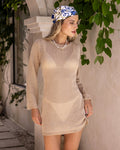 Khaki Bell Sleeve Beach Cover-Up
