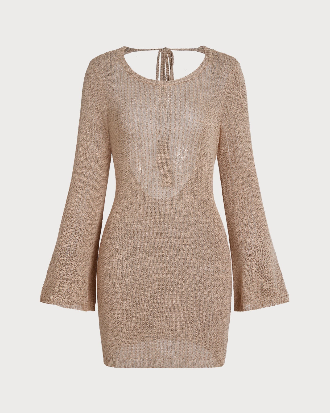 Khaki Bell Sleeve Beach Cover-Up