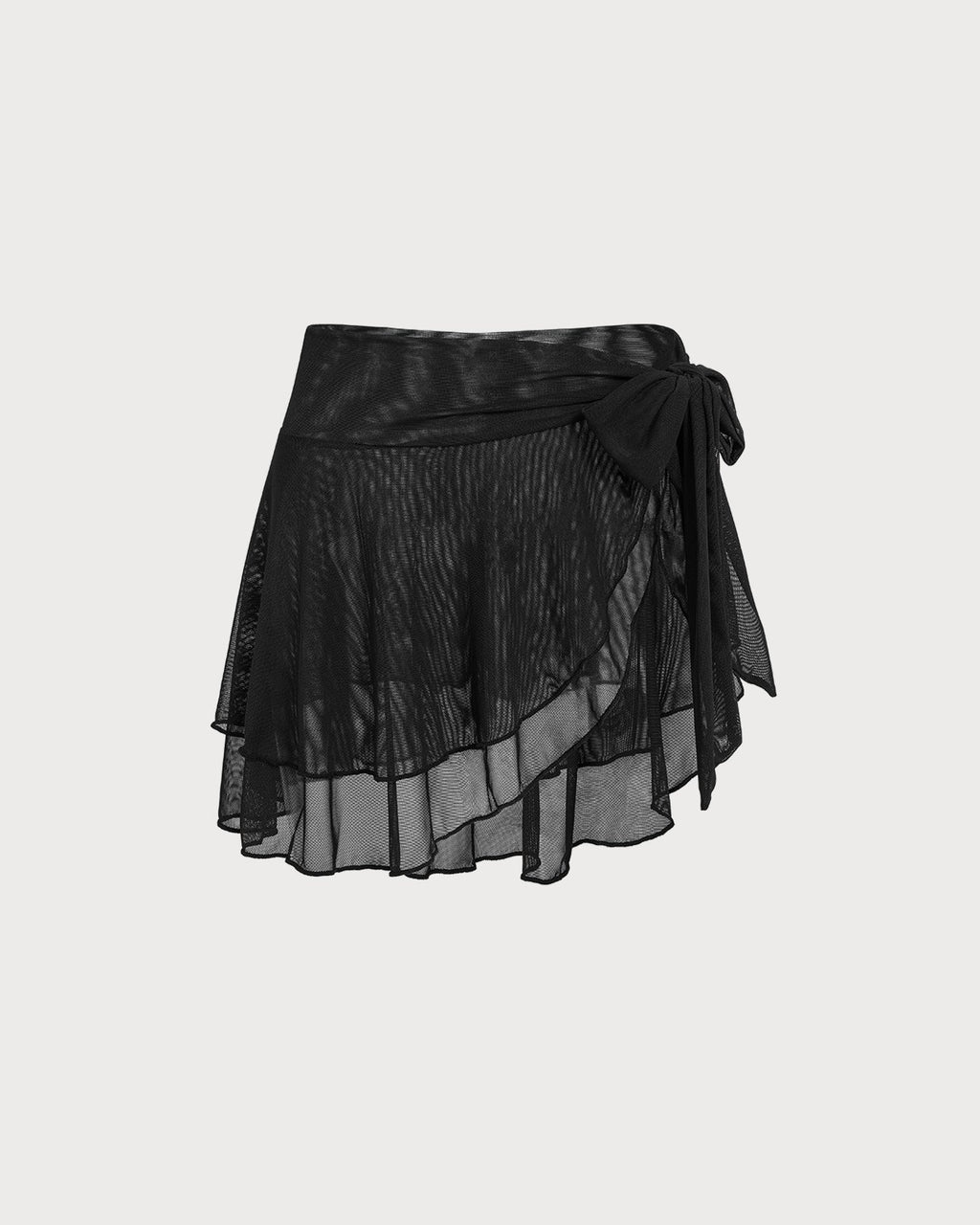Black Ruffled Mesh Kaftan