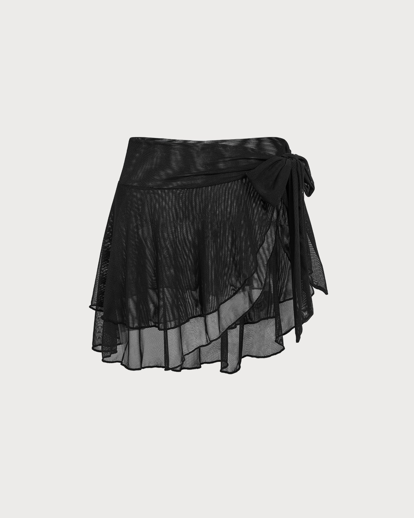 Black Ruffled Mesh Kaftan