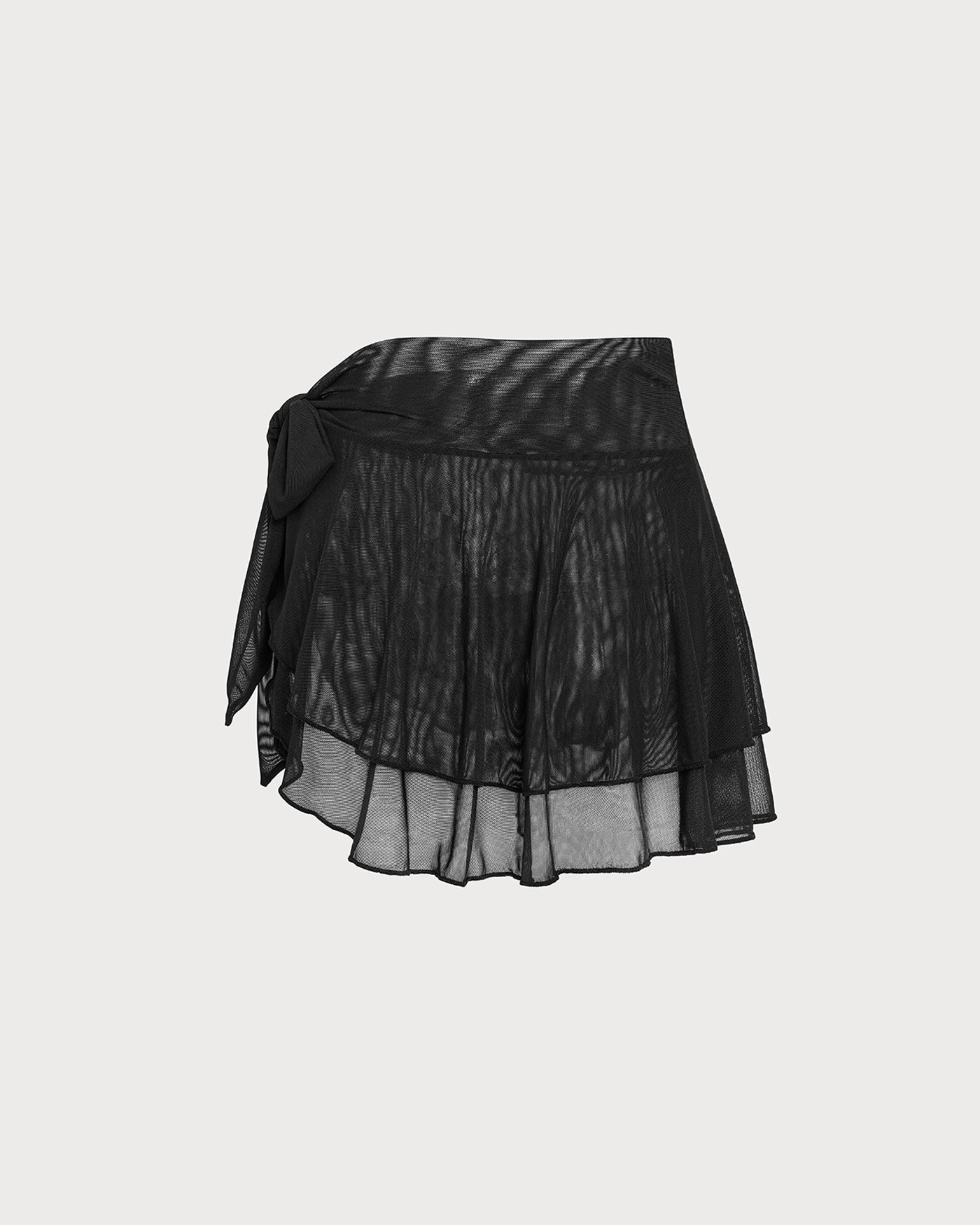 Black Ruffled Mesh Kaftan
