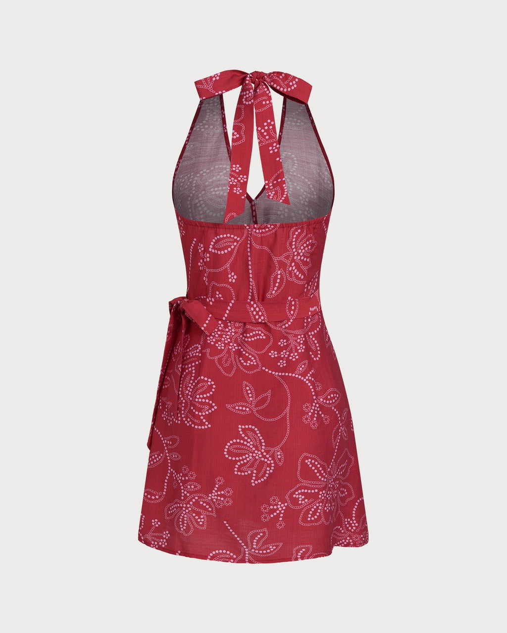 Crimson Halter Neck Beach Dress
