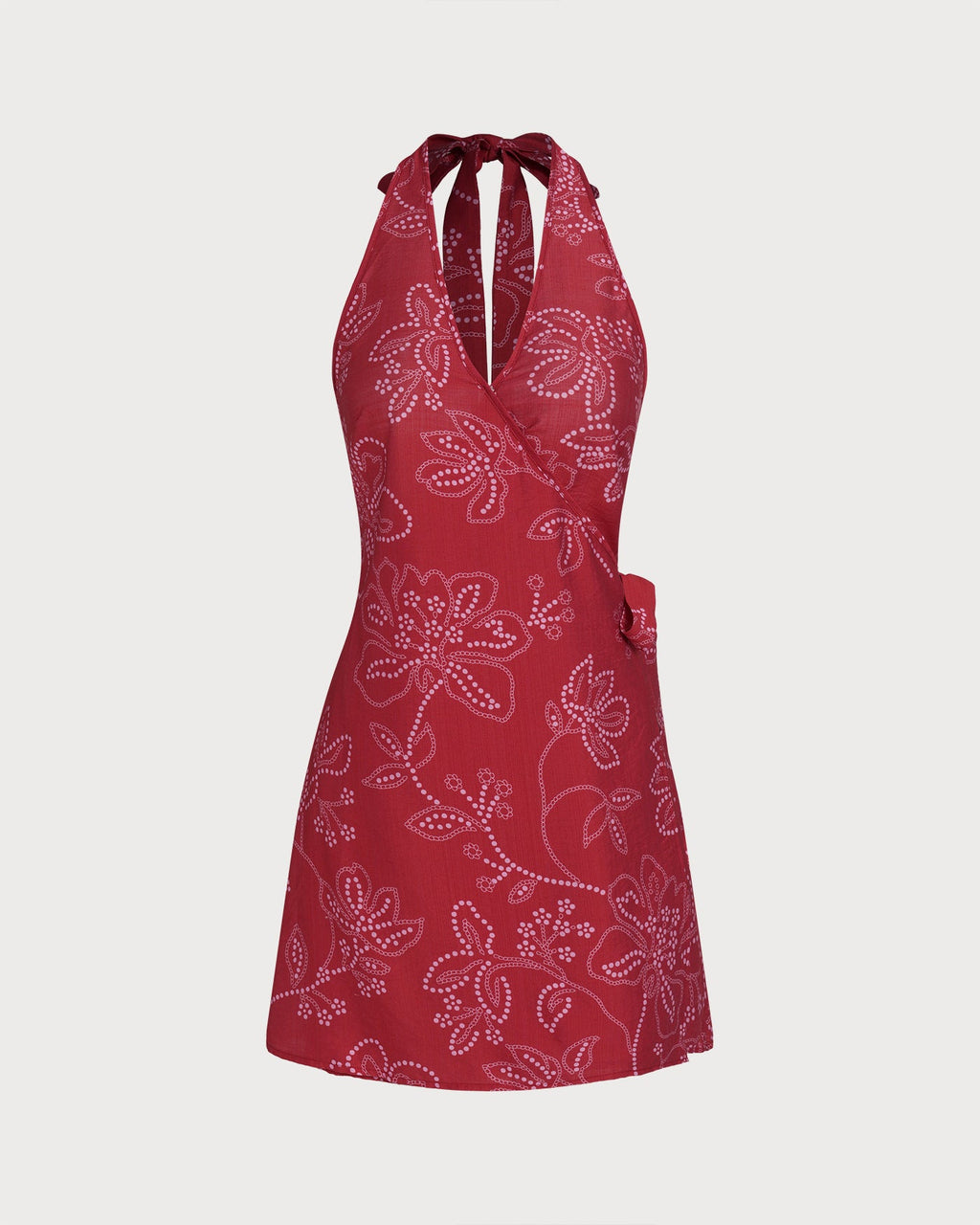 Crimson Halter Neck Beach Dress
