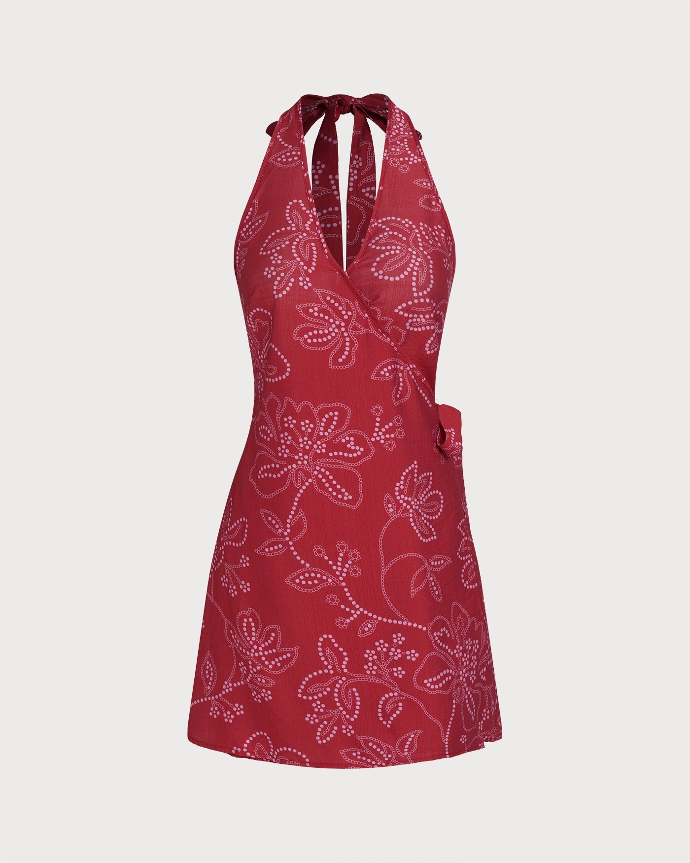 Crimson Halter Neck Beach Dress