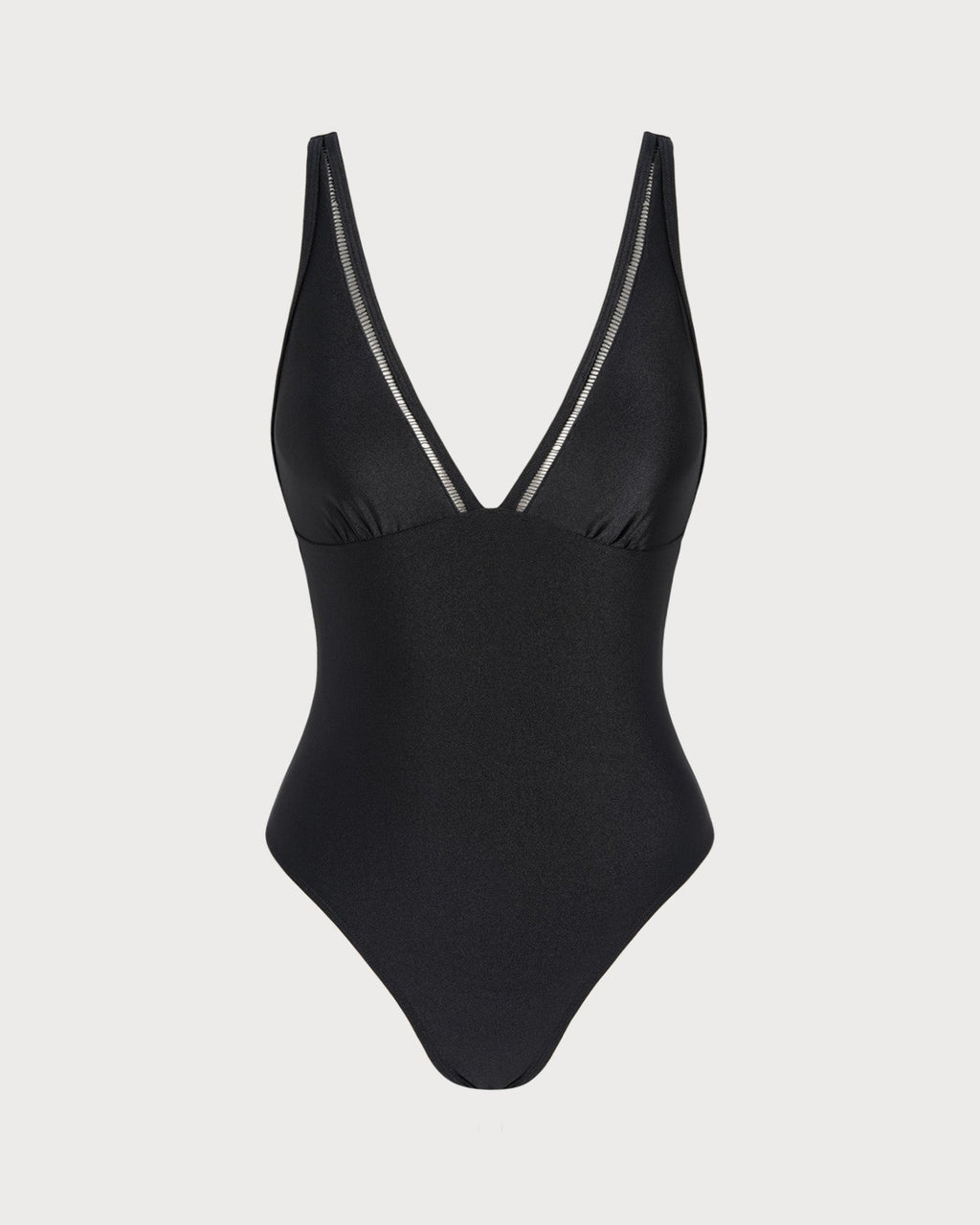 Solid Black Bralette One-Piece Swimsuit