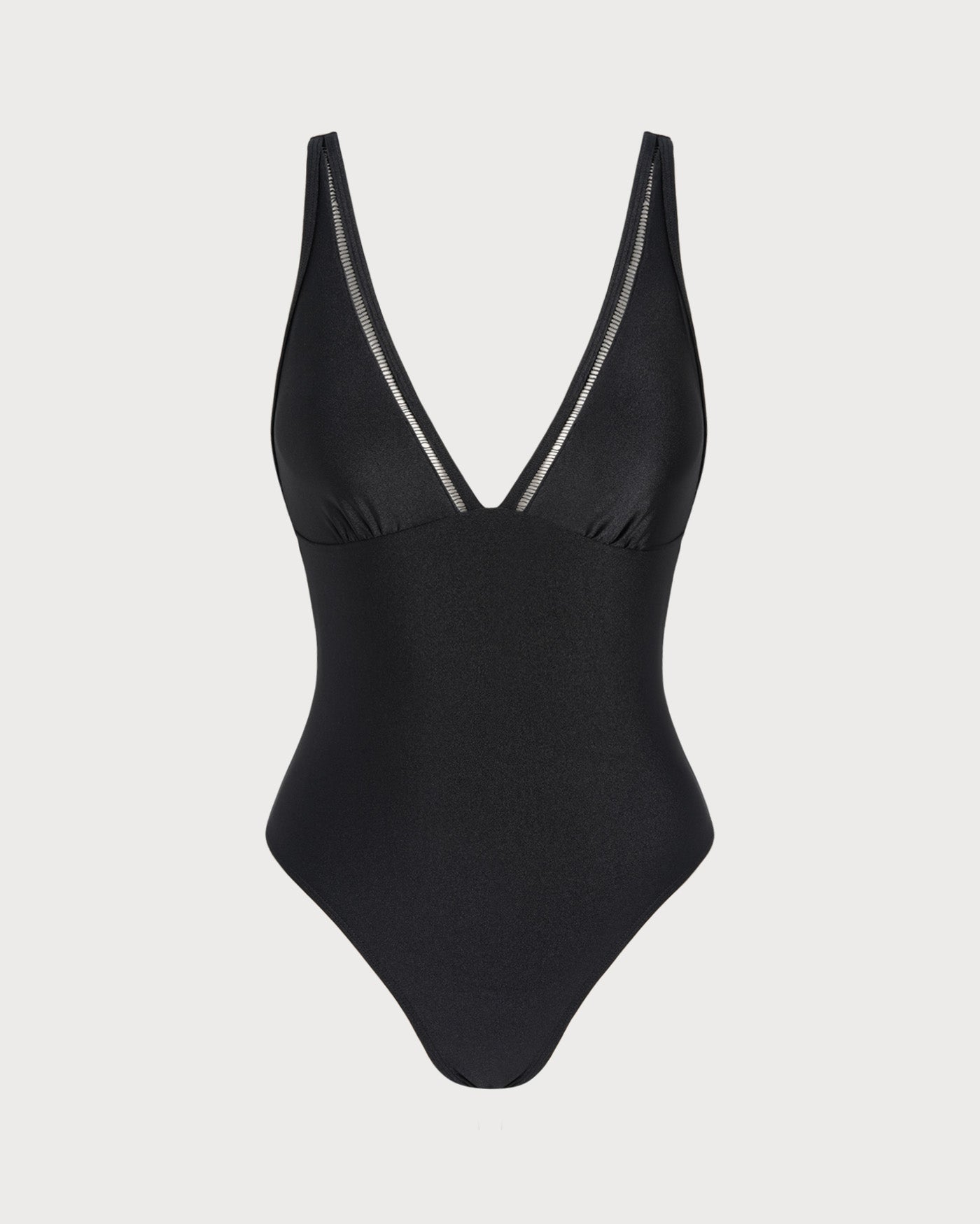 Solid Black Bralette One-Piece Swimsuit
