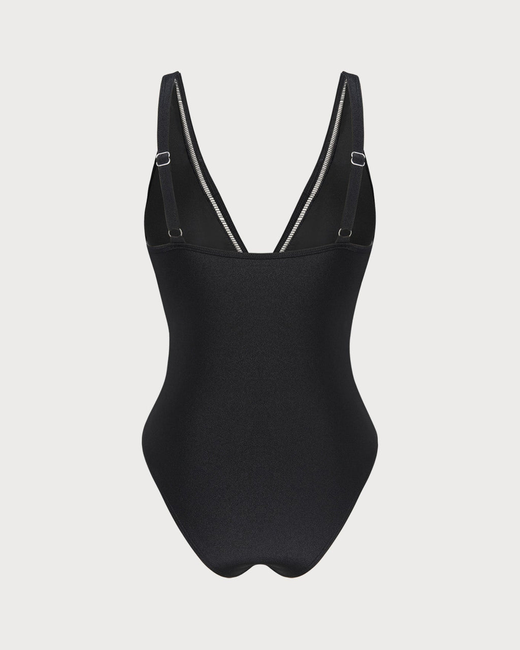 Solid Black Bralette One-Piece Swimsuit