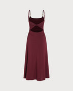 Wine Red X-Cross Knit Maxi Dress