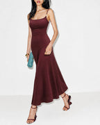 Wine Red X-Cross Knit Maxi Dress