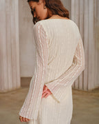 Mini Dress with Apricot Lace and Bell Sleeves