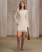 Mini Dress with Apricot Lace and Bell Sleeves