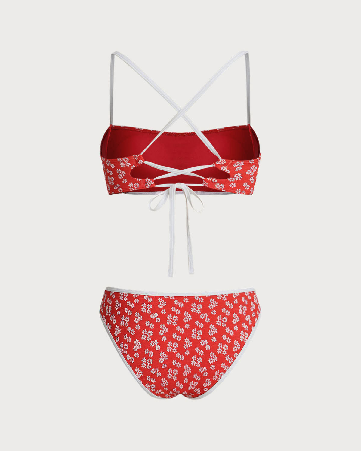 Crimson Floral Bralette Bikini Ensemble