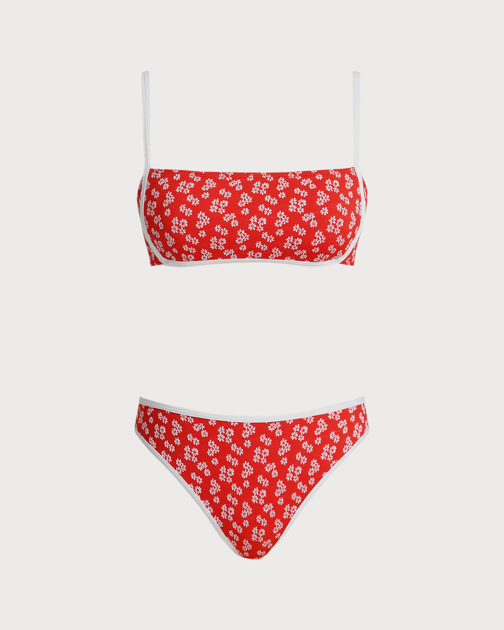 Crimson Floral Bralette Bikini Ensemble