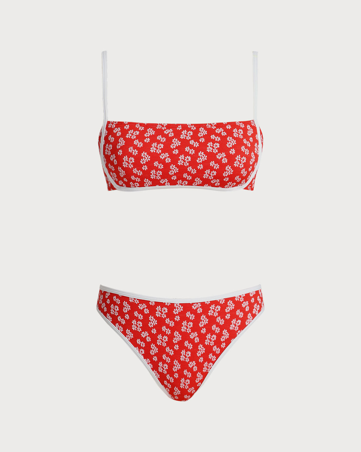Crimson Floral Bralette Bikini Ensemble