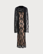 Maxi Dress with Black Lace Accents