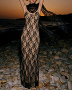 Maxi Dress with Black Lace Accents