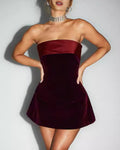 Wine Red Strapless A-Line Mini Gown