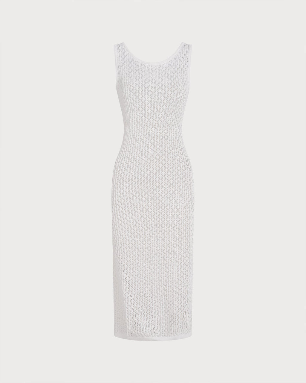 White Crochet Drawstring Swim Cover-Up