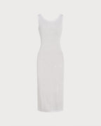 White Crochet Drawstring Swim Cover-Up