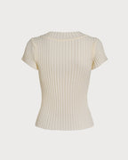 V-Neck Tee in Apricot Texture