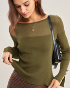 Translucent Green Knit T-Shirt