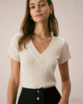 V-Neck Tee in Apricot Texture