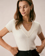 V-Neck Tee in Apricot Texture
