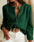 Emerald Knit Cardigan with Round Neck