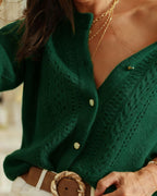 Emerald Knit Cardigan with Round Neck