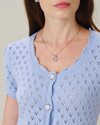 Textured Blue Knit Cardigan with Buttons