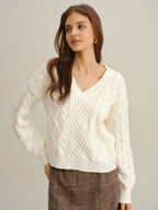 V-Neck Sweater in Beige