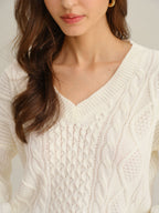 V-Neck Sweater in Beige