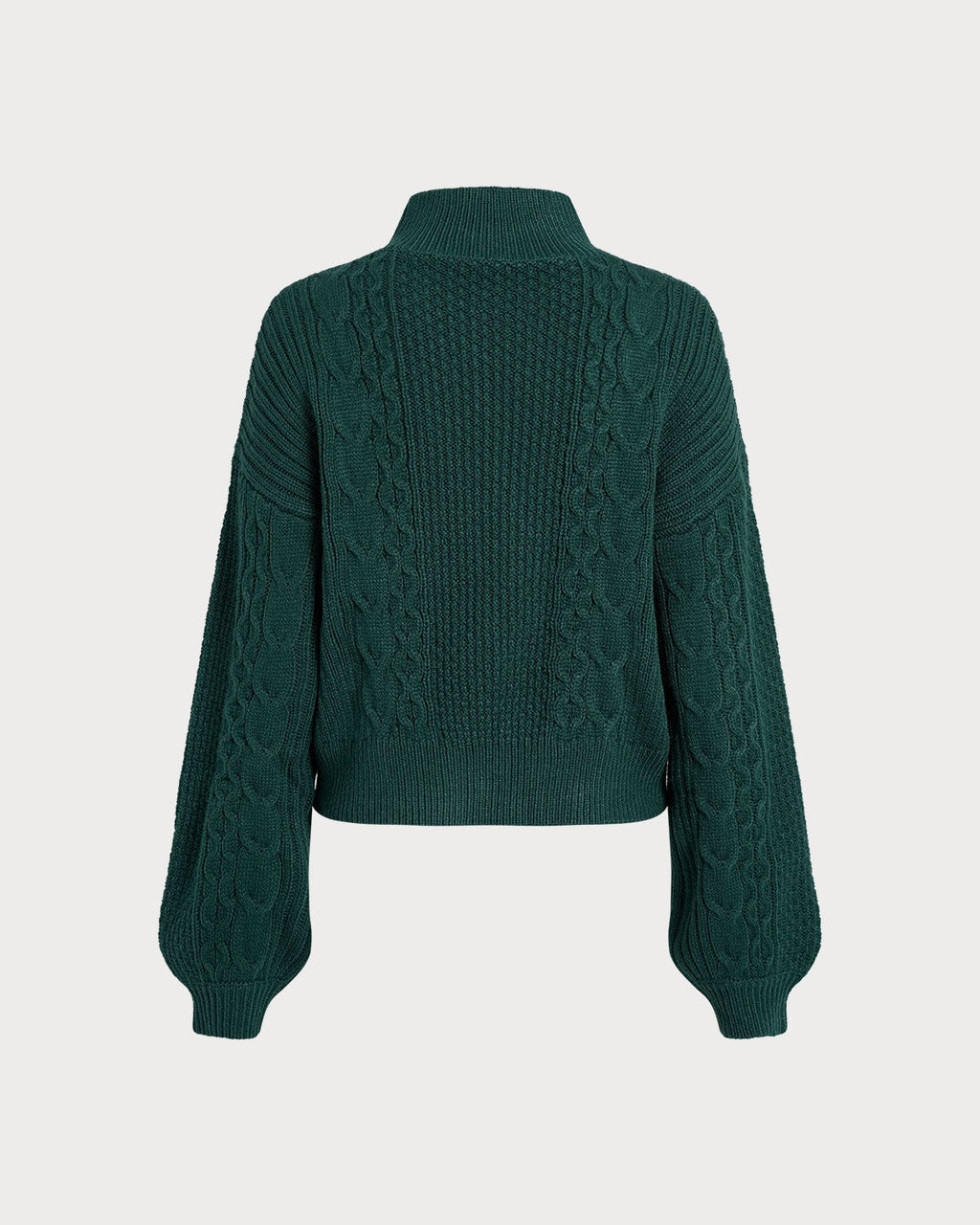 Emerald Mock Neck Sweater with Lantern Sleeves