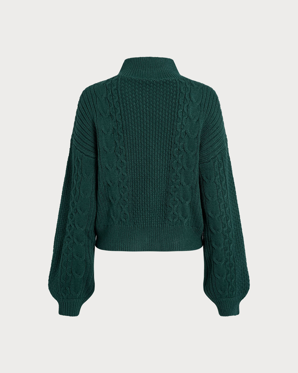 Emerald Mock Neck Sweater with Lantern Sleeves