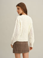 V-Neck Sweater in Beige