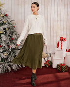 Beige Button-Up Sweater with Drop Shoulders