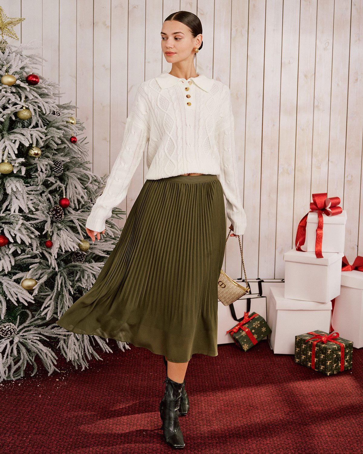 Beige Button-Up Sweater with Drop Shoulders