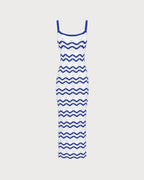 Textured Beach Dress with Blue Stripes