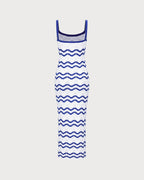 Textured Beach Dress with Blue Stripes
