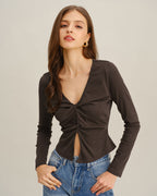 Twisted Knit Coffee Tee