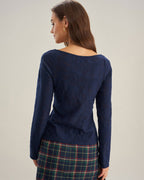 Navy Lace Sweetheart Neck T-Shirt