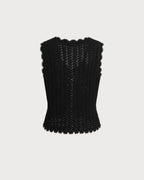 V-Neck Knit Vest with Black Contrast