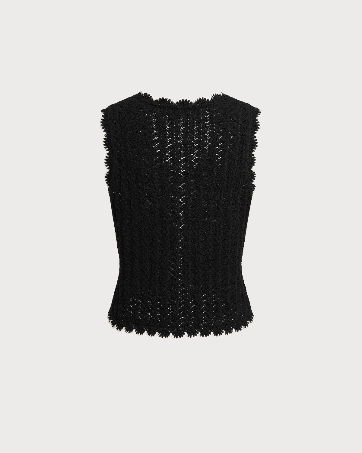 V-Neck Knit Vest with Black Contrast